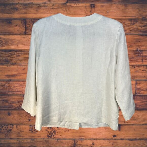 5 for $25🔥JM Collection White Linen Button Front Shacket Shirt Jacket Size 8 - Picture 2 of 6